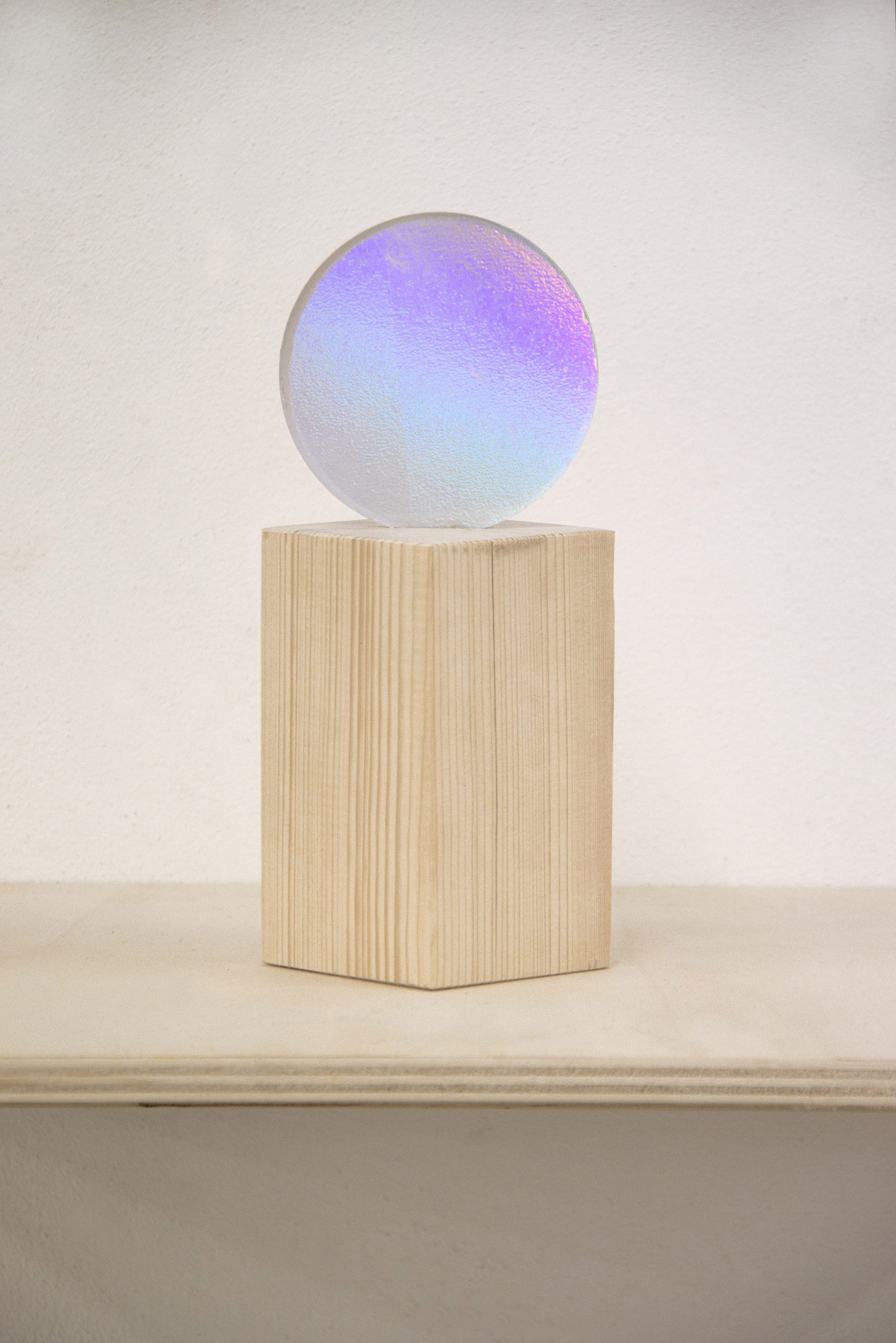 Giulia Fumagalli, “Cerchi di cielo - cosmo”, 2019, plexiglass, film, wood, 25 x 11 x 11 cm