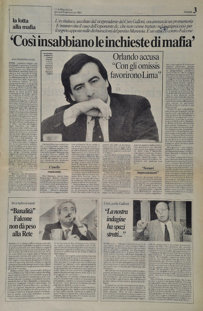 Va ora in onda l'antimafia: Giovanni Falcone, Maurizio Costanzo, Michele Santoro