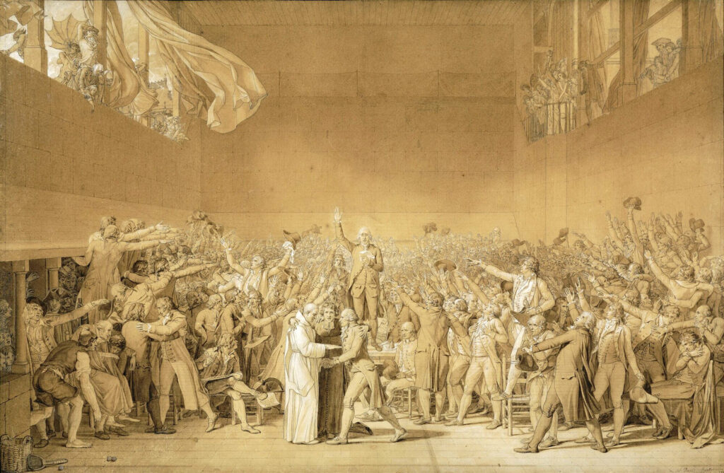 Il Giuramento della Pallacorda di Jacques-Louis David (1790). Il pittore della trionfante Rivoluzione francese